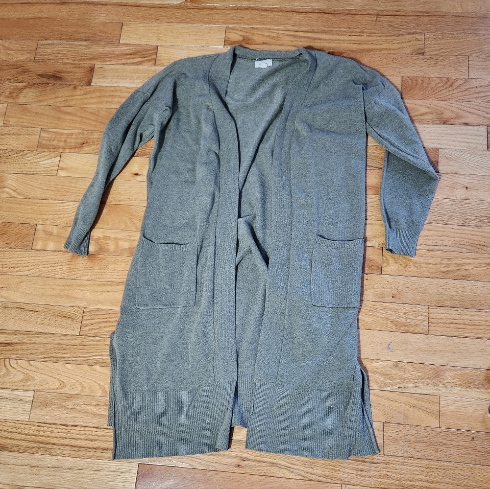 Cozy Gray Knit Longer Length Cardigan